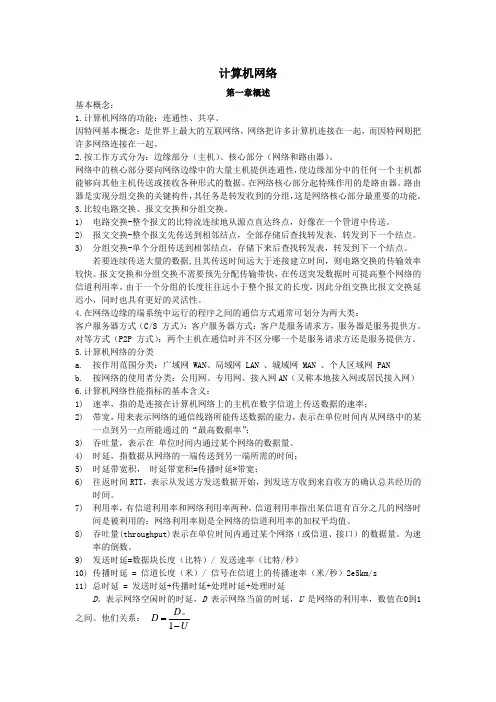 计算机网络复习重点