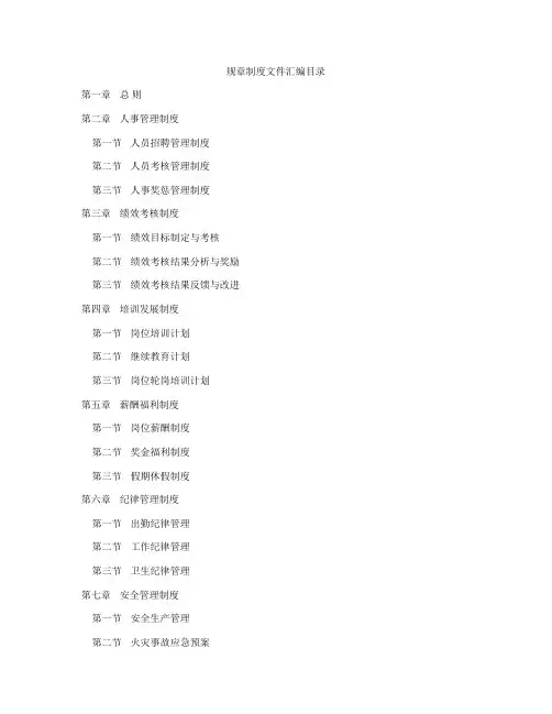 规章制度文件汇编目录
