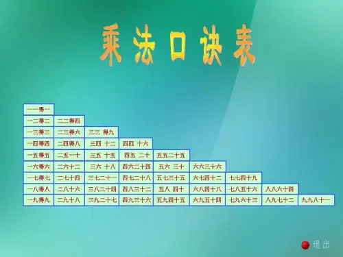 最新苏教版小学数学二年级上册6.5《乘法口诀表》课件_苏教版