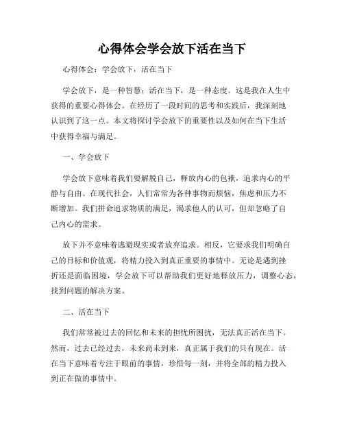 心得体会学会放下活在当下