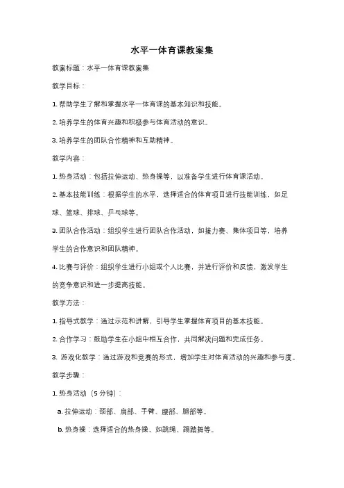水平一体育课教案集
