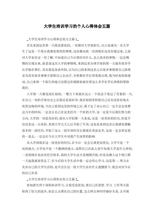 大学生培训学习的个人心得体会五篇