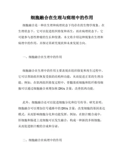 细胞融合在生理与病理中的作用