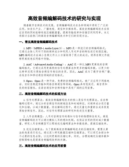 高效音频编解码技术的研究与实现