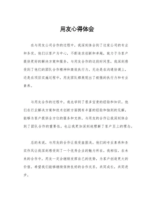 用友心得体会