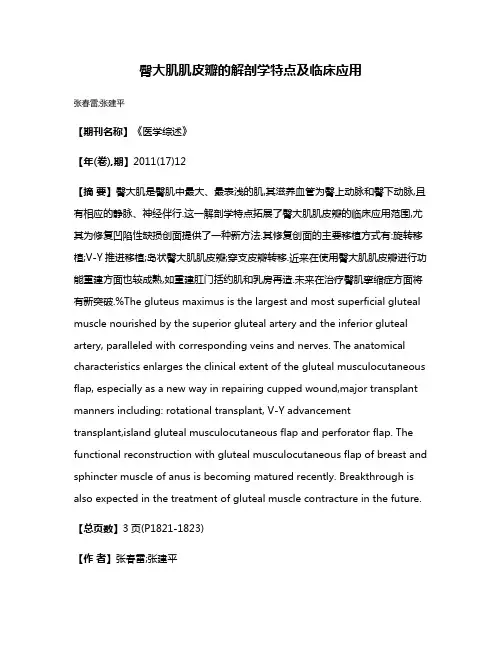 臀大肌肌皮瓣的解剖学特点及临床应用
