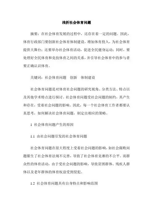 浅析社会体育问题