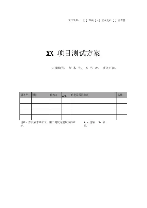 项目测试方案模板