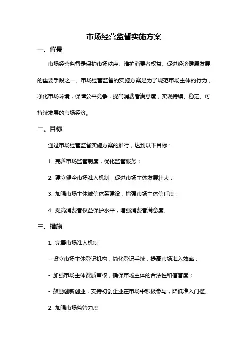 市场经营监督实施方案