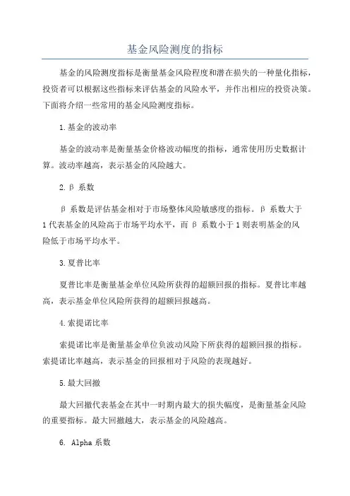 基金风险测度的指标