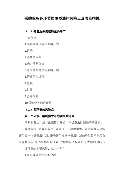 采购业务各环节的主要法律风险点及管控措施(干货)