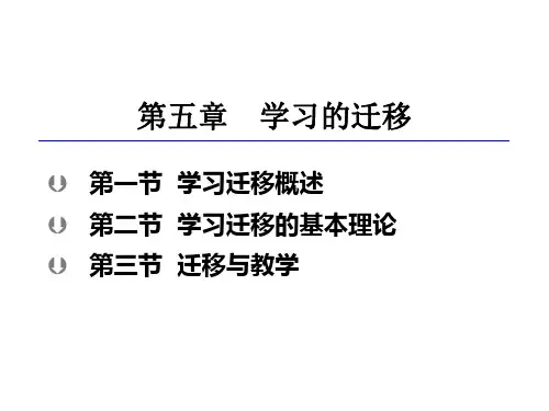 学习迁移概述学习迁移的基本理论迁移