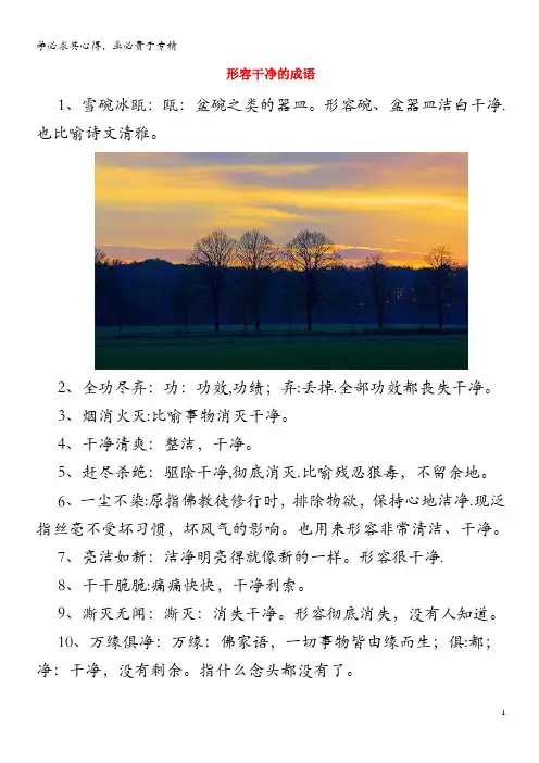 小学语文 成语大全 形容干净的成语(1)