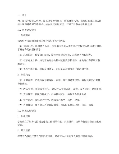 学校财务内控制度建设报告