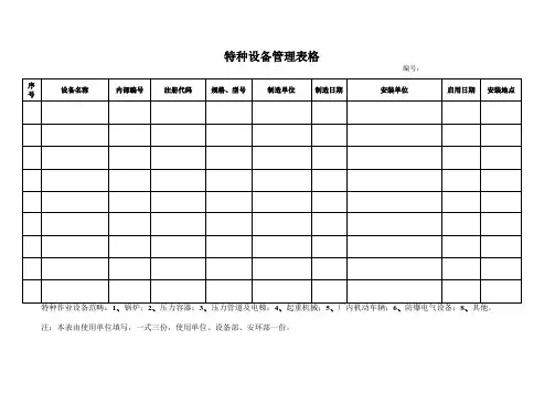 特种设备管理表格