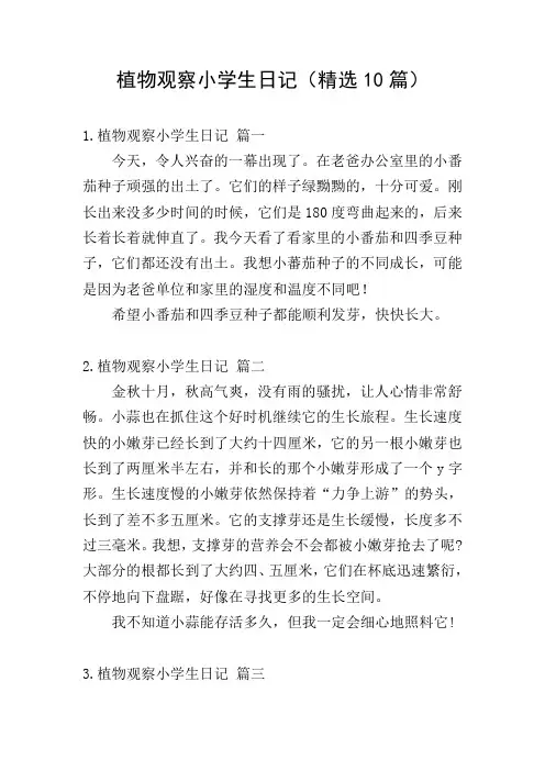 植物观察小学生日记(精选10篇)