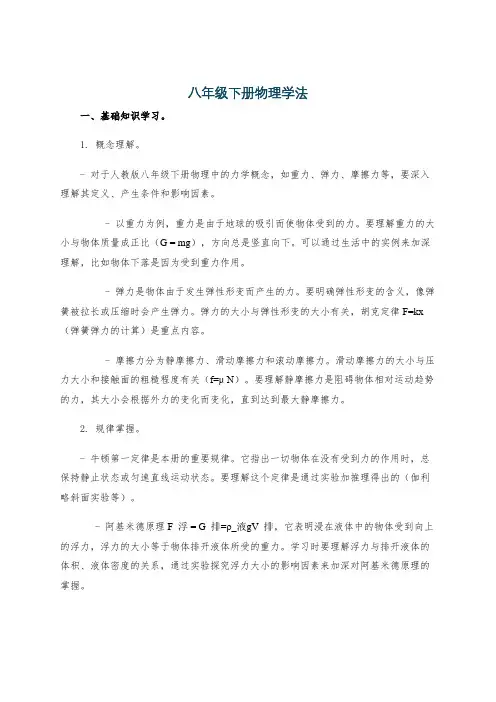 八年级下册物理学法