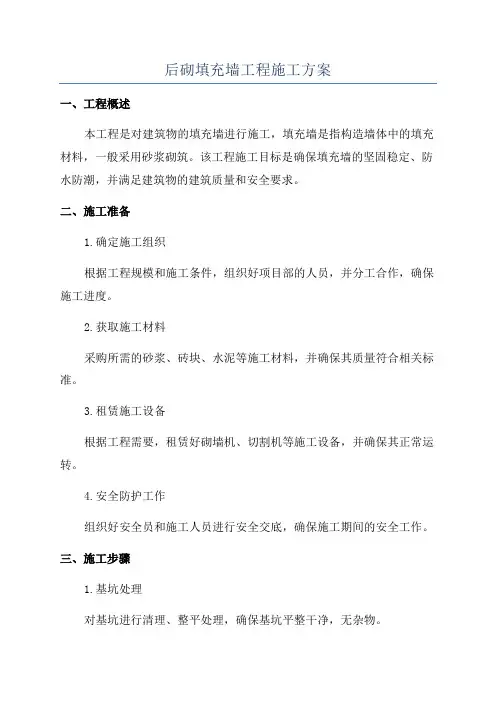 后砌填充墙工程施工方案