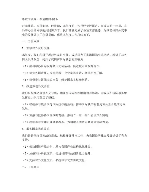 外事办年度总结范文