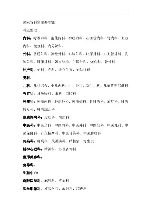 医院科室分类(完整)