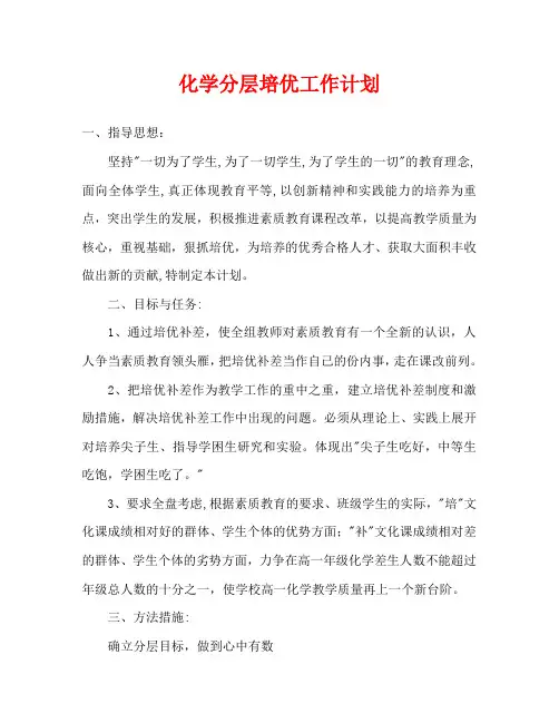 化学分层培优工作计划