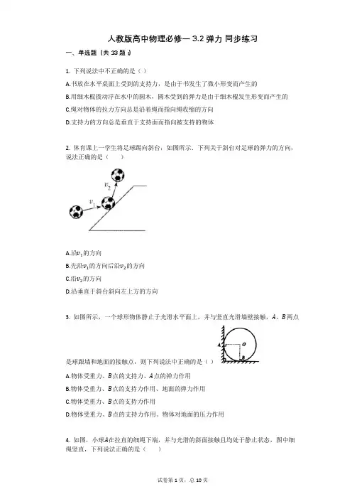 人教版高中物理必修一_32_弹力_同步练习有答案