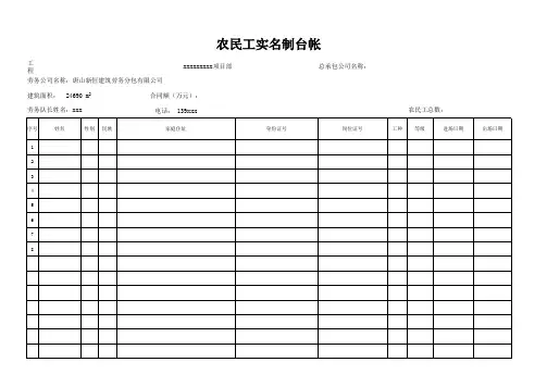 现场民工实名制台账