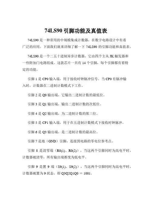 74LS90引脚功能及真值表