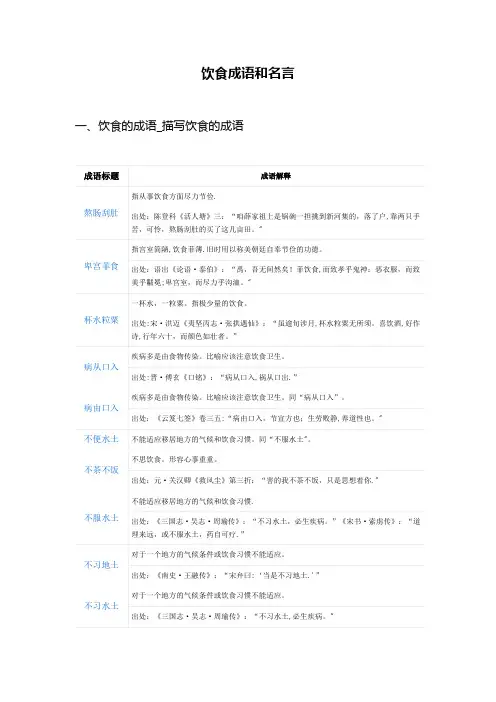 饮食成语和名言
