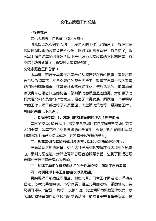 文化志愿者工作总结