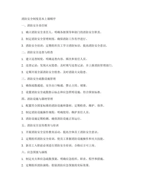 消防安全制度范本上墙顺序