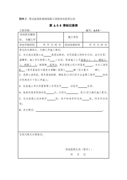 危大工程巡视检查记录表-塔吊