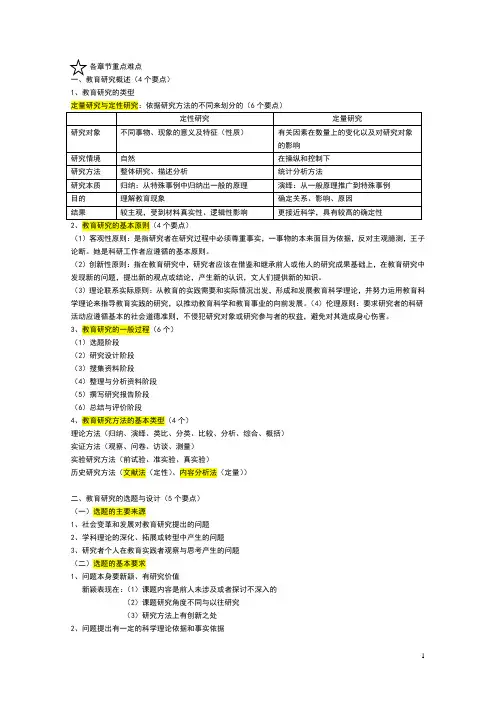 (完整版)教育研究方法知识点重点