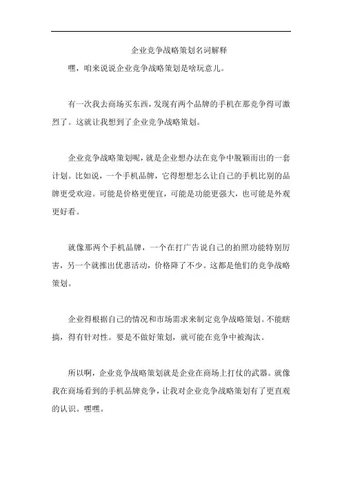 企业竞争战略策划名词解释