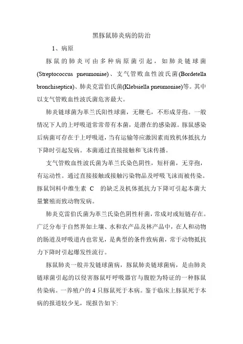 黑豚鼠肺炎病的防治