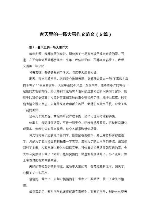 春天里的一场大雪作文