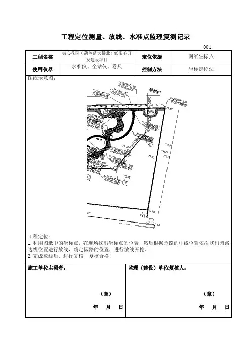工程定位测量及复核记录