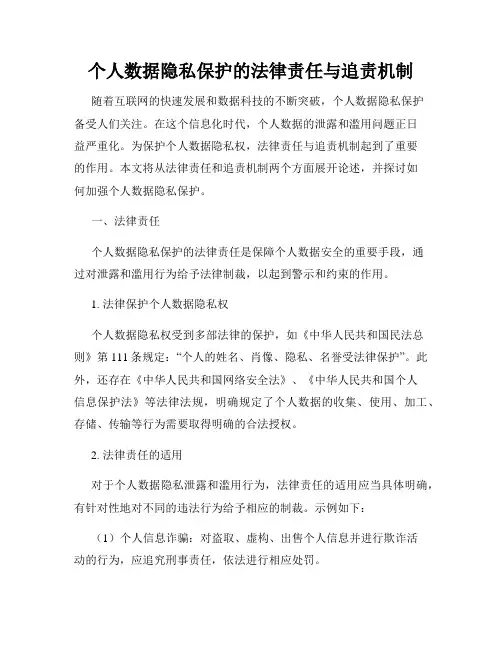 个人数据隐私保护的法律责任与追责机制
