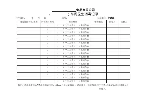 食品有限公司车间卫生消毒记录