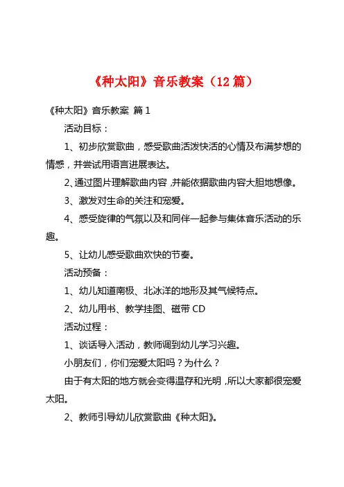 《种太阳》音乐教案(12篇)