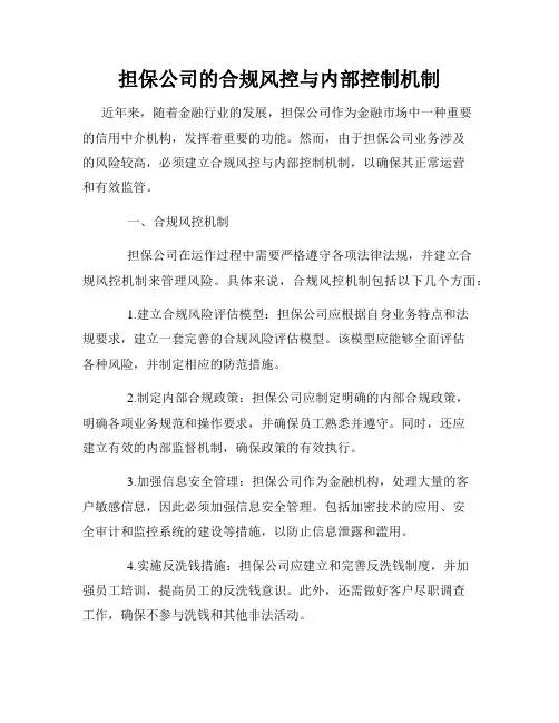 担保公司的合规风控与内部控制机制