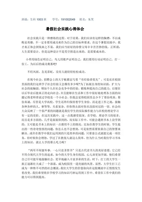暑假社会实践心得体会(3000字)