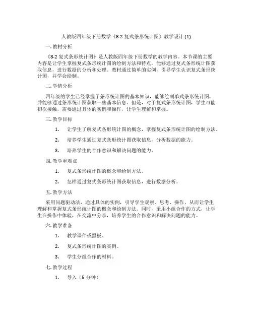 人教版四年级下册数学《8-2 复式条形统计图》教学设计 (1)