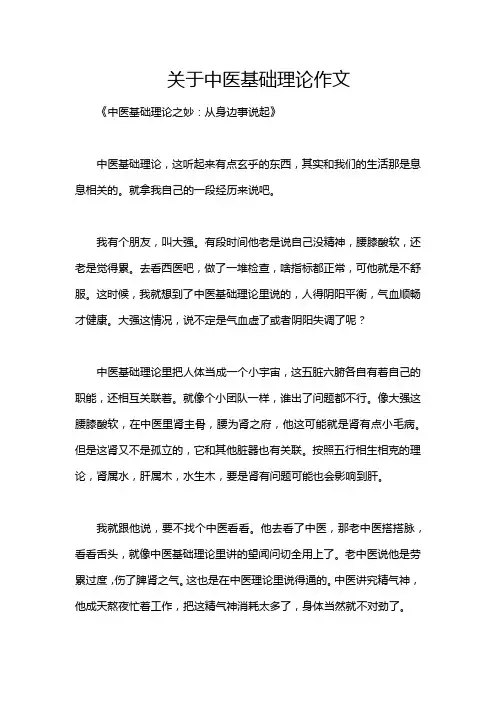 关于中医基础理论作文