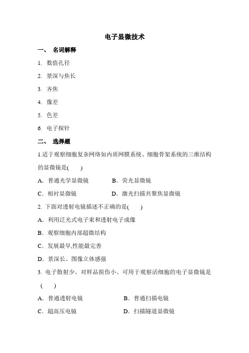 电子显微技术试题
