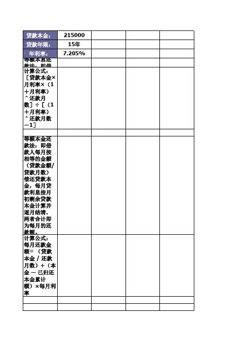 房贷还款计算表格