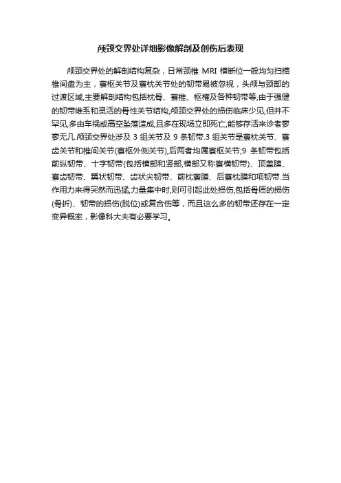 颅颈交界处详细影像解剖及创伤后表现