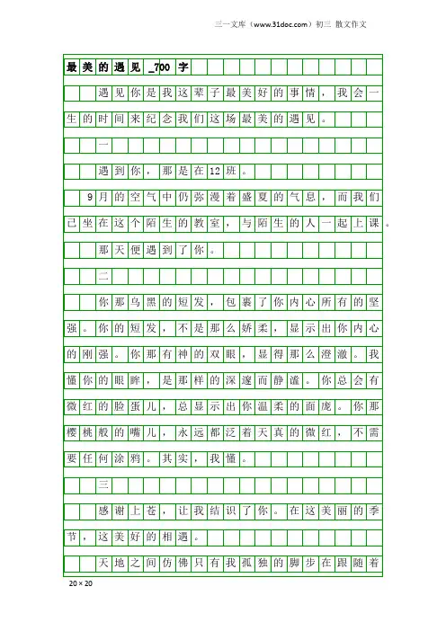 初三散文作文：最美的遇见_700字