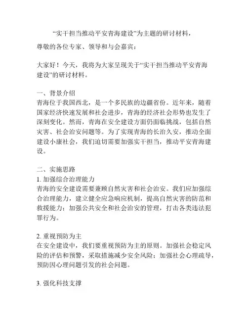 “实干担当推动平安青海建设”为主题的研讨材料,