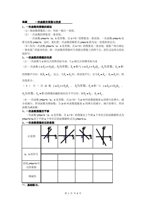 一次函数的图像和性质